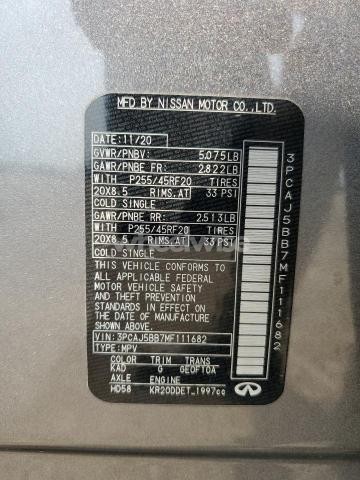 Photo 10 of 2021 INFINITI QX50 LUXE (VIN 3PCAJ5BB7MF111682)