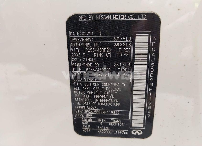 Photo 9 of 2021 Infiniti Qx50 LUXE AWD (VIN 3PCAJ5BB9MF119847)