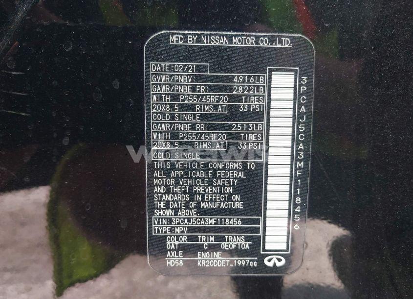 Photo 9 of 2021 Infiniti Qx50 SENSORY (VIN 3PCAJ5CA3MF118456)