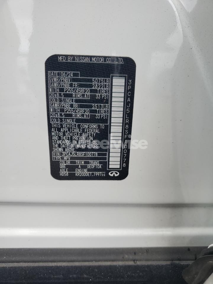 Photo 13 of 2025 INFINITI QX55 SENSORY (VIN 3PCAJ5LR8SF100778)