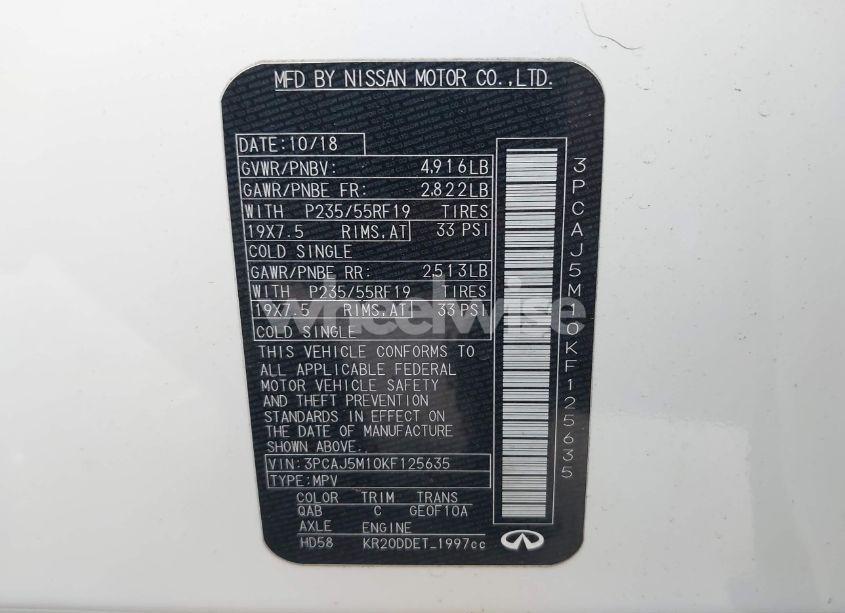 Photo 9 of 2019 Infiniti Qx50 ESSENTIAL (VIN 3PCAJ5M10KF125635)