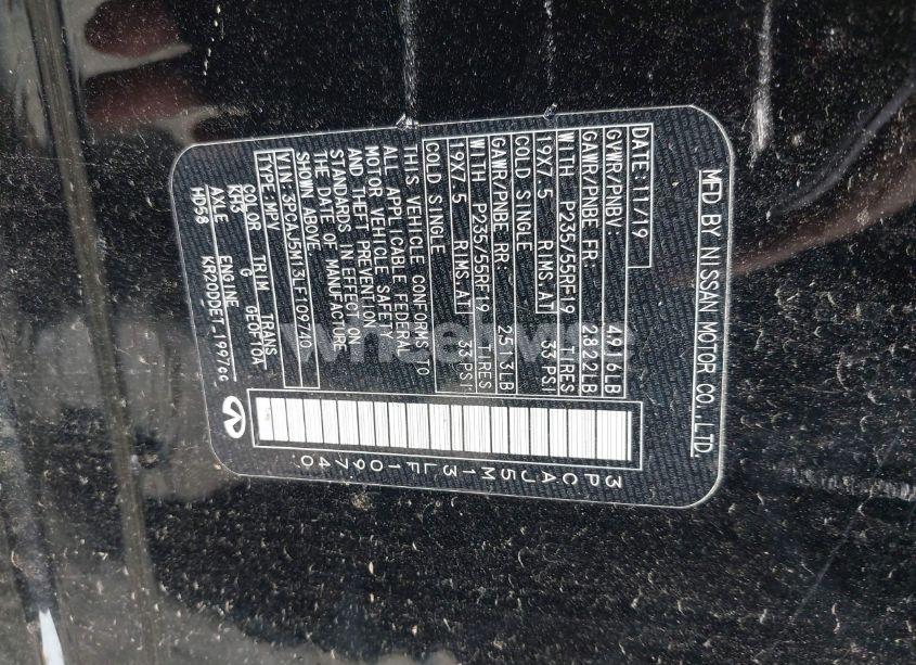 Photo 9 of 2020 Infiniti Qx50 ESSENTIAL (VIN 3PCAJ5M13LF109740)