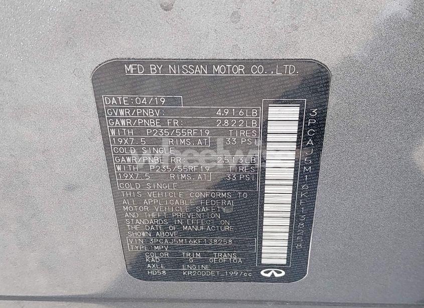 Photo 9 of 2019 Infiniti Qx50 LUXE (VIN 3PCAJ5M16KF138258)