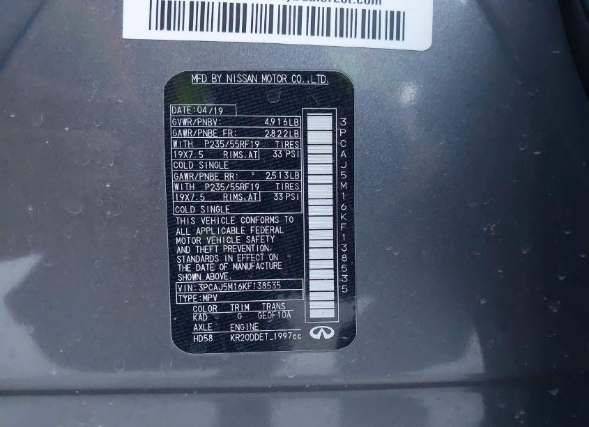 Photo 9 of 2019 Infiniti Qx50 LUXE (VIN 3PCAJ5M16KF138535)