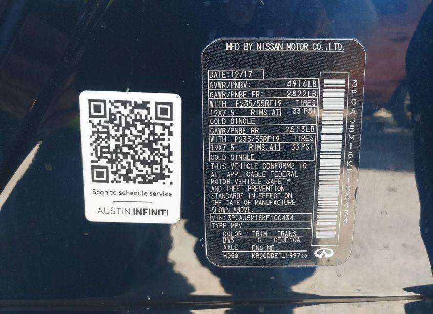 Photo 9 of 2019 Infiniti Qx50 ESSENTIAL (VIN 3PCAJ5M18KF100434)