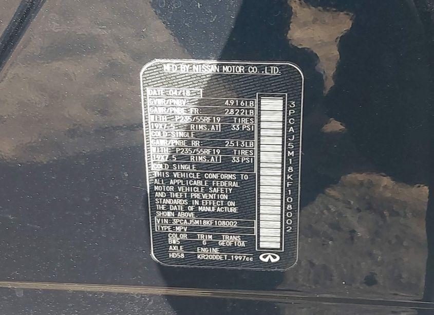 Photo 9 of 2019 Infiniti Qx50 ESSENTIAL (VIN 3PCAJ5M18KF108002)