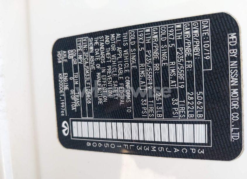 Photo 9 of 2020 Infiniti Qx50 LUXE AWD (VIN 3PCAJ5M33LF105608)