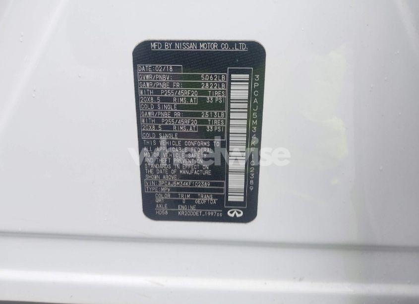 Photo 9 of 2019 Infiniti Qx50 ESSENTIAL (VIN 3PCAJ5M34KF102389)