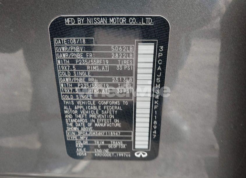 Photo 9 of 2019 Infiniti Qx50 ESSENTIAL (VIN 3PCAJ5M34KF118947)