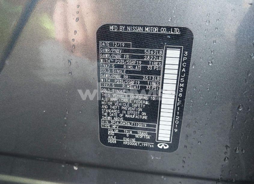 Photo 9 of 2020 Infiniti Qx50 LUXE AWD (VIN 3PCAJ5M38LF112019)