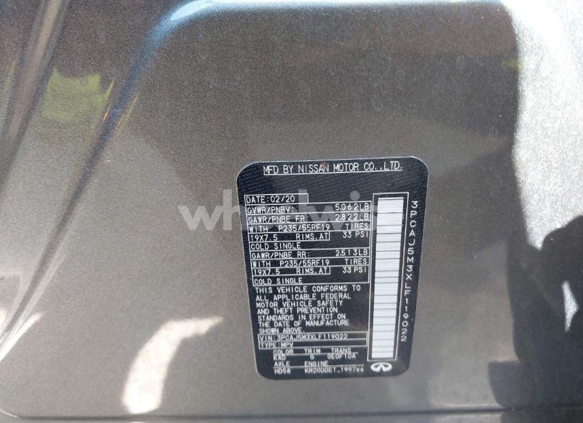 Photo 9 of 2020 Infiniti Qx50 ESSENTIAL AWD (VIN 3PCAJ5M3XLF119022)