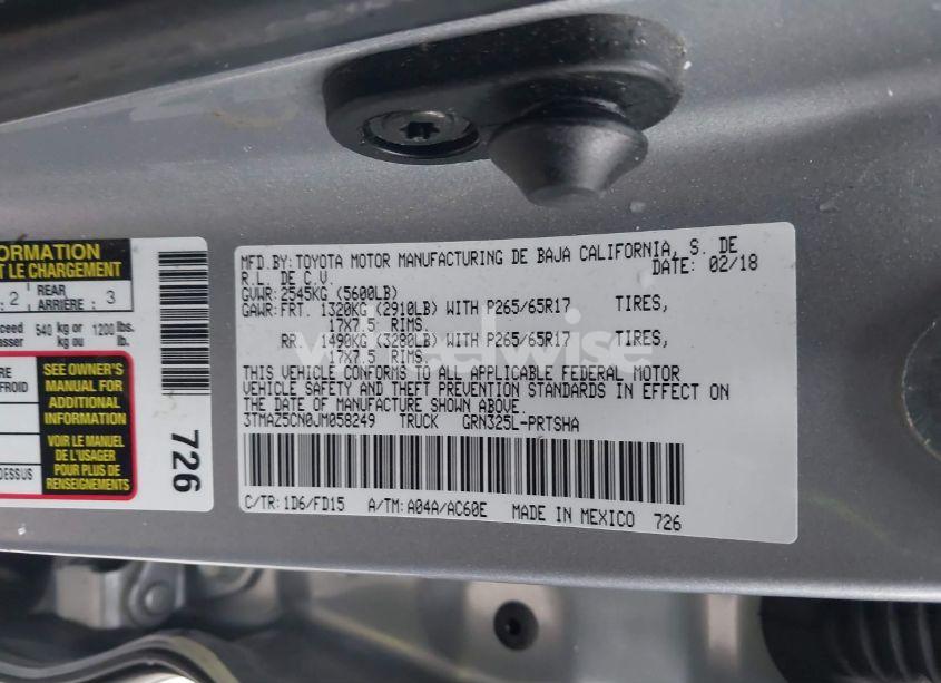 Photo 9 of 2018 Toyota Tacoma (VIN 3TMAZ5CN0JM058249)