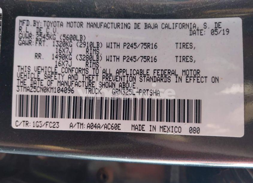 Photo 9 of 2019 Toyota Tacoma SR5 V6 (VIN 3TMAZ5CN0KM104096)