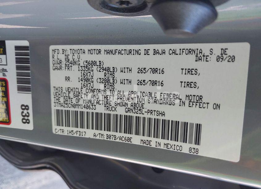 Photo 9 of 2021 Toyota Tacoma TRD OFF-ROAD (VIN 3TMAZ5CN0MM140633)
