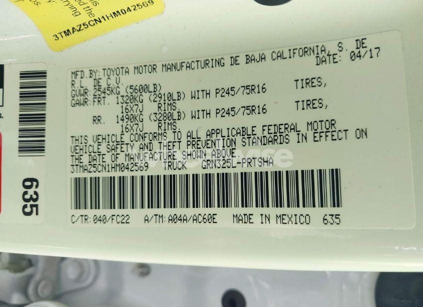 Photo 9 of 2017 Toyota Tacoma SR5 V6 (VIN 3TMAZ5CN1HM042569)