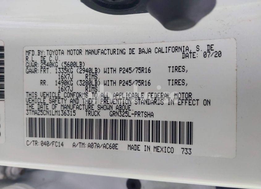 Photo 9 of 2020 Toyota Tacoma SR5 V6 (VIN 3TMAZ5CN1LM136315)