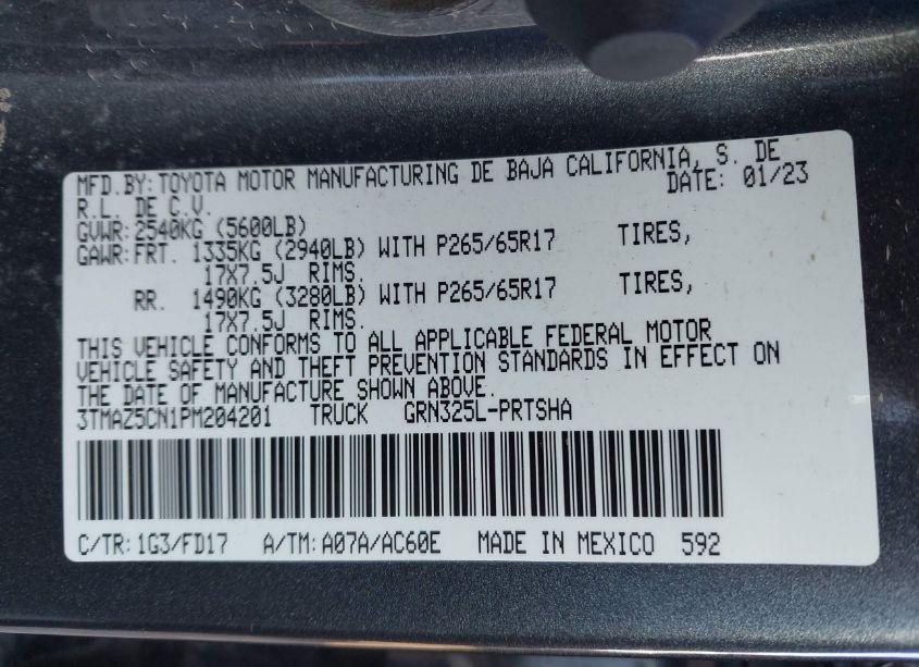 Photo 9 of 2023 Toyota Tacoma DOUBLE CAB/SR5/TRD SPORT/TRD OFF ROAD (VIN 3TMAZ5CN1PM204201)