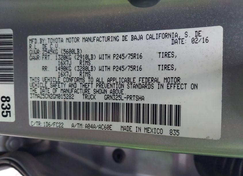 Photo 9 of 2016 Toyota Tacoma SR5 V6 (VIN 3TMAZ5CN2GM015282)