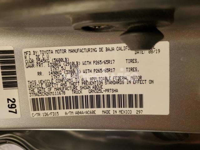 Photo 13 of 2019 TOYOTA TACOMA DOUBLE CAB (VIN 3TMAZ5CN2KM111678)