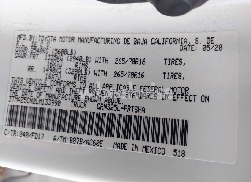Photo 9 of 2020 Toyota Tacoma TRD OFF-ROAD (VIN 3TMAZ5CN2LM133990)