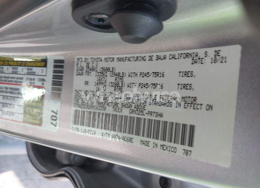 Photo 9 of 2022 Toyota Tacoma SR5 V6 (VIN 3TMAZ5CN2NM163350)