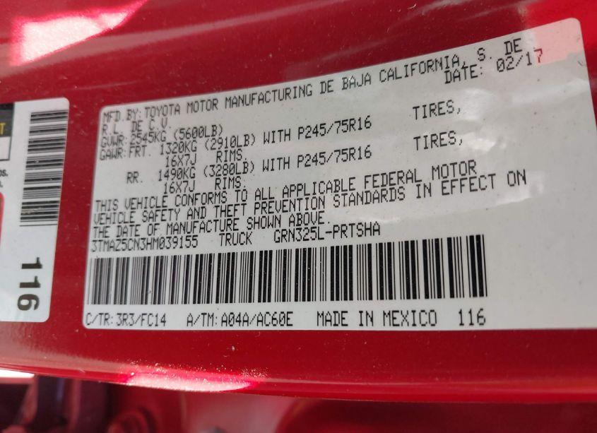 Photo 9 of 2017 Toyota Tacoma SR5 V6 (VIN 3TMAZ5CN3HM039155)