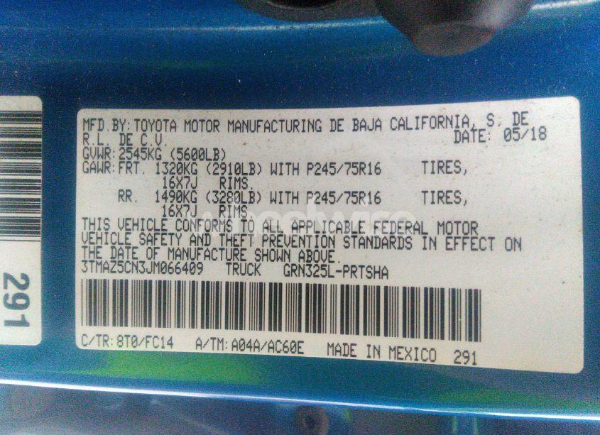 Photo 9 of 2018 Toyota Tacoma SR5 V6 (VIN 3TMAZ5CN3JM066409)