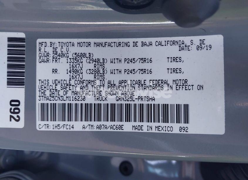 Photo 9 of 2020 Toyota Tacoma SR5 V6 (VIN 3TMAZ5CN3LM116230)