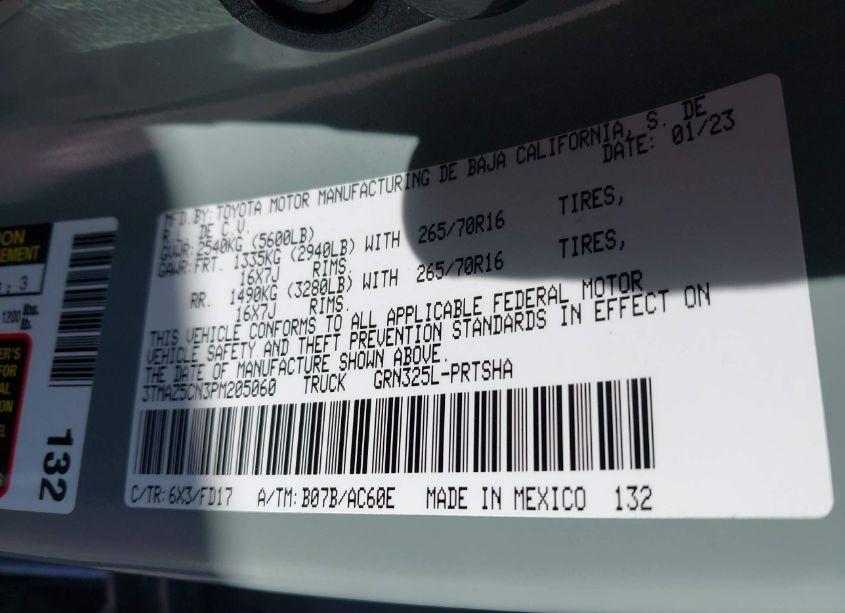 Photo 9 of 2023 Toyota Tacoma TRD OFF ROAD (VIN 3TMAZ5CN3PM205060)