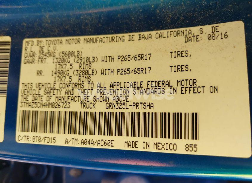 Photo 9 of 2017 Toyota Tacoma TRD SPORT (VIN 3TMAZ5CN4HM026723)
