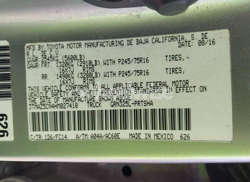 Photo 9 of 2017 Toyota Tacoma SR5 V6 (VIN 3TMAZ5CN4HM027418)