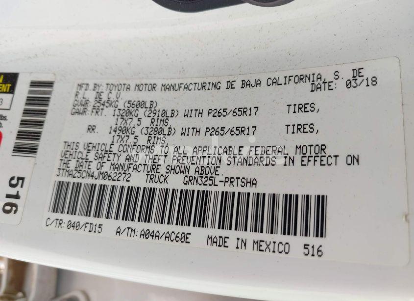 Photo 9 of 2018 Toyota Tacoma TRD SPORT (VIN 3TMAZ5CN4JM062272)