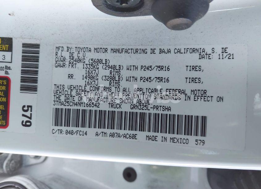 Photo 9 of 2022 Toyota Tacoma SR5 V6 (VIN 3TMAZ5CN4NM166542)