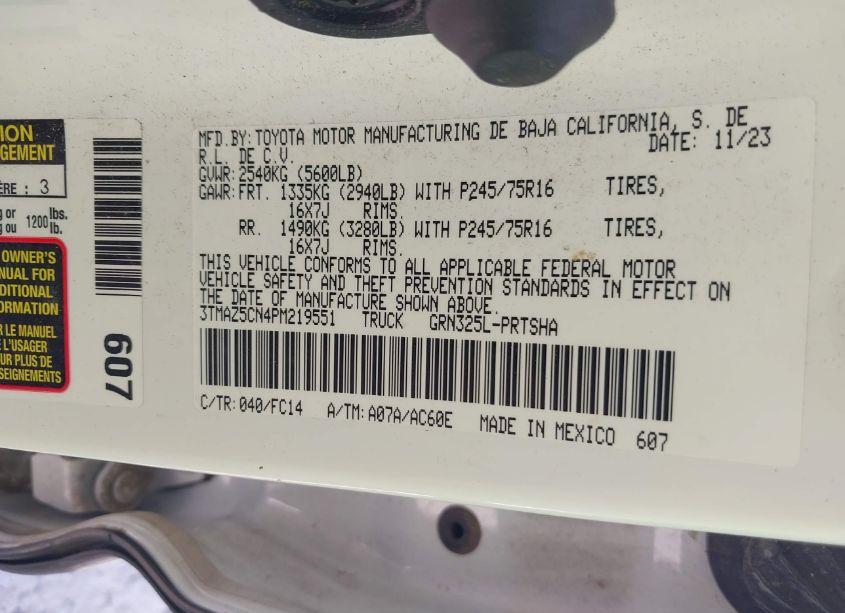 Photo 9 of 2023 Toyota Tacoma SR5 V6 (VIN 3TMAZ5CN4PM219551)