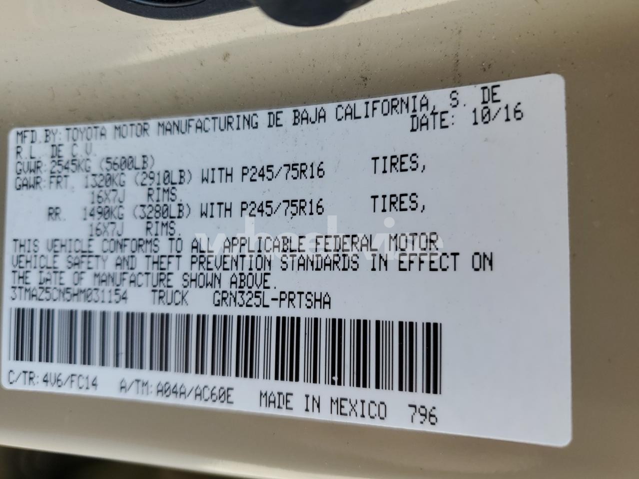 2017 TOYOTA TACOMA DOUBLE CAB