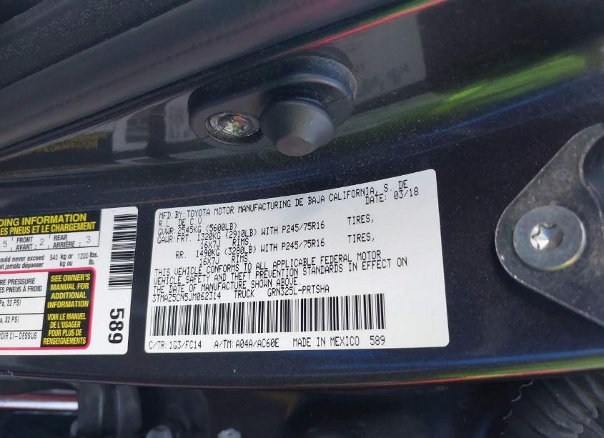 Photo 9 of 2018 Toyota Tacoma SR5 V6 (VIN 3TMAZ5CN5JM062314)