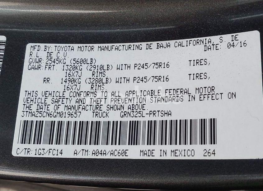 Photo 9 of 2016 Toyota Tacoma SR5 V6 (VIN 3TMAZ5CN6GM019657)