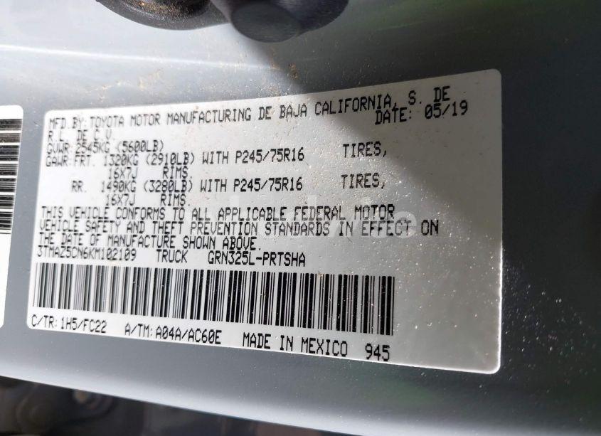 Photo 9 of 2019 Toyota Tacoma SR5 V6 (VIN 3TMAZ5CN6KM102109)