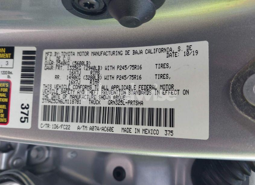 Photo 9 of 2020 Toyota Tacoma SR5 V6 (VIN 3TMAZ5CN6LM118781)