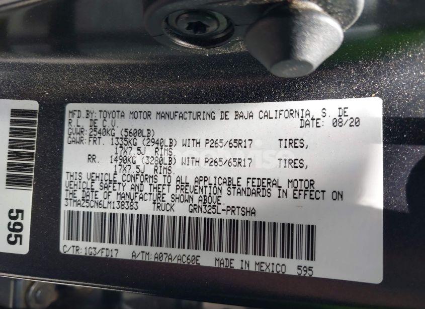 Photo 9 of 2020 Toyota Tacoma TRD OFF-ROAD (VIN 3TMAZ5CN6LM138383)