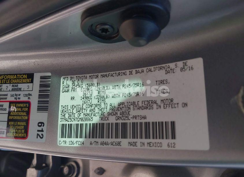 Photo 9 of 2016 Toyota Tacoma SR5 V6 (VIN 3TMAZ5CN7GM020865)