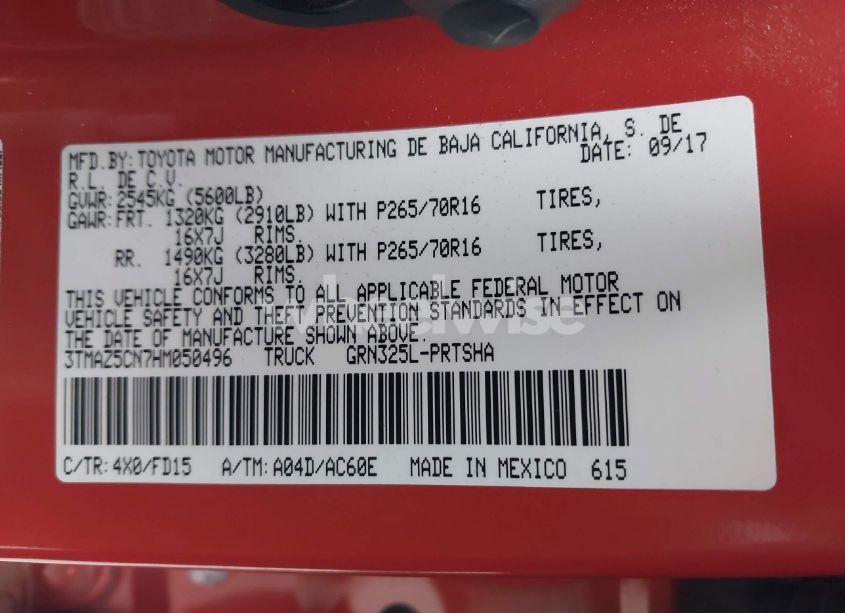 Photo 9 of 2017 Toyota Tacoma TRD OFF ROAD (VIN 3TMAZ5CN7HM050496)