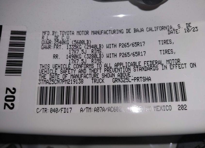 Photo 9 of 2023 Toyota Tacoma TRD SPORT (VIN 3TMAZ5CN7PM219138)