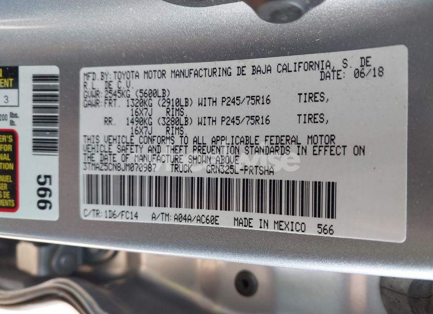 Photo 9 of 2018 Toyota Tacoma SR5 V6 (VIN 3TMAZ5CN8JM070987)