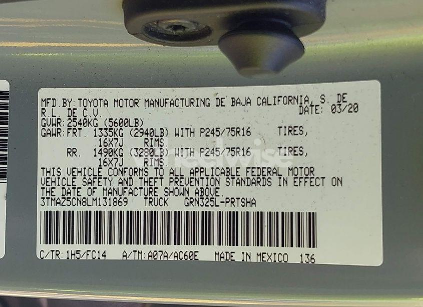 Photo 9 of 2020 Toyota Tacoma SR5 V6 (VIN 3TMAZ5CN8LM131869)