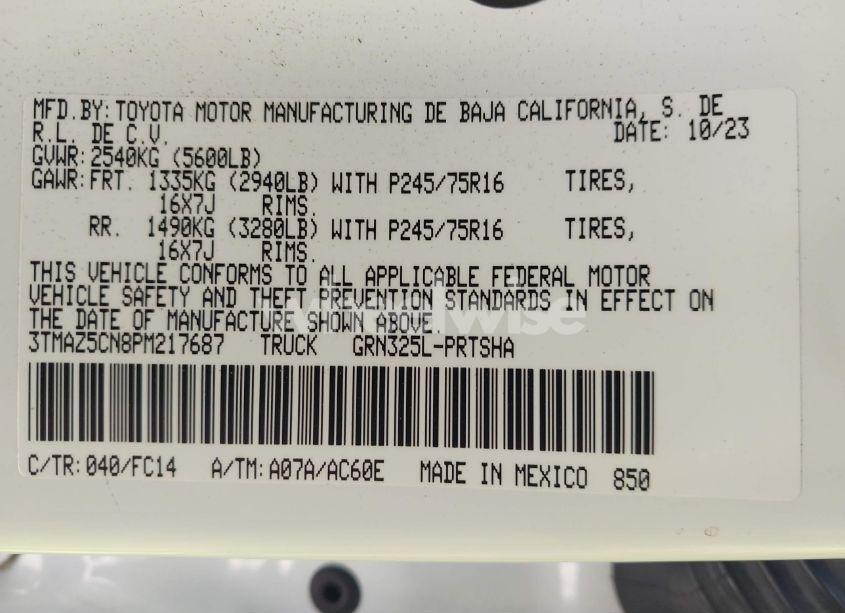 Photo 9 of 2023 Toyota Tacoma SR5 V6 (VIN 3TMAZ5CN8PM217687)