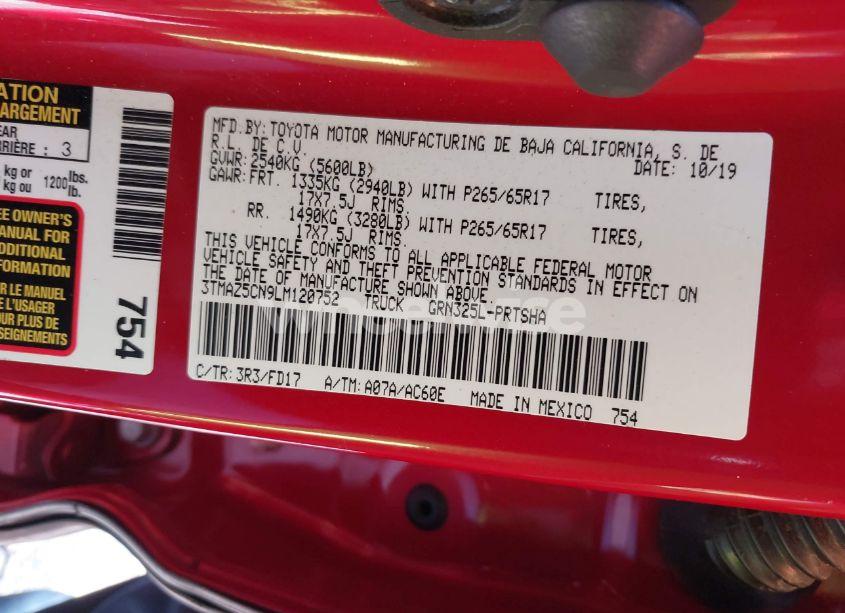 Photo 9 of 2020 Toyota Tacoma (VIN 3TMAZ5CN9LM120752)