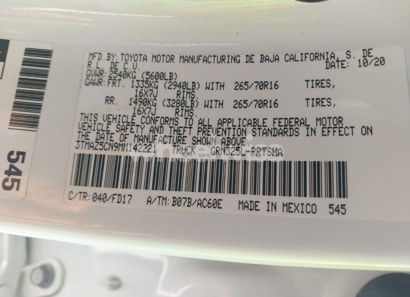 Photo 9 of 2021 Toyota Tacoma TRD OFF-ROAD (VIN 3TMAZ5CN9MM142221)