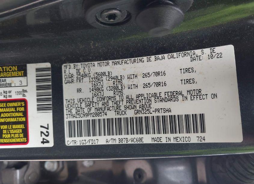 Photo 9 of 2023 Toyota Tacoma TRD OFF ROAD (VIN 3TMAZ5CN9PM200574)