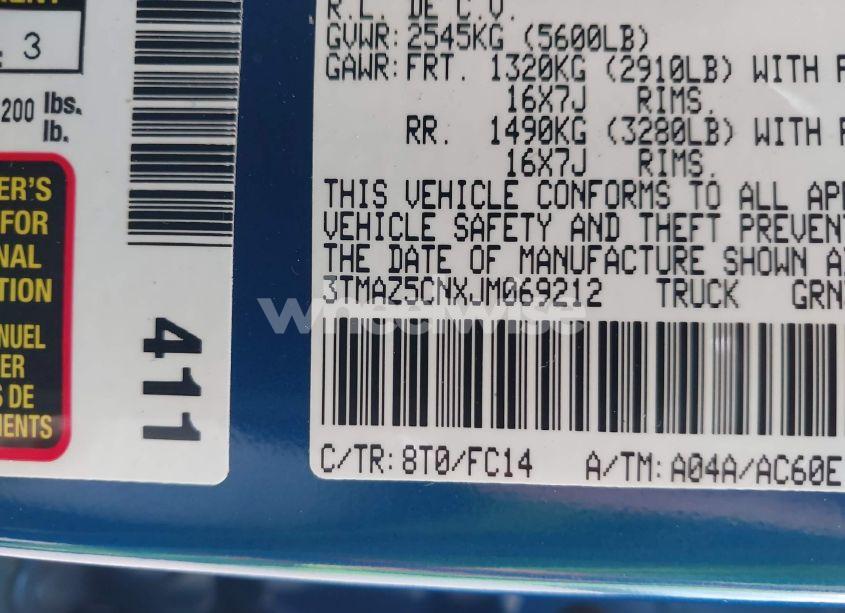 Photo 9 of 2018 Toyota Tacoma SR5 V6 (VIN 3TMAZ5CNXJM069212)